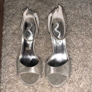 Silver Heels with Diamond Strap